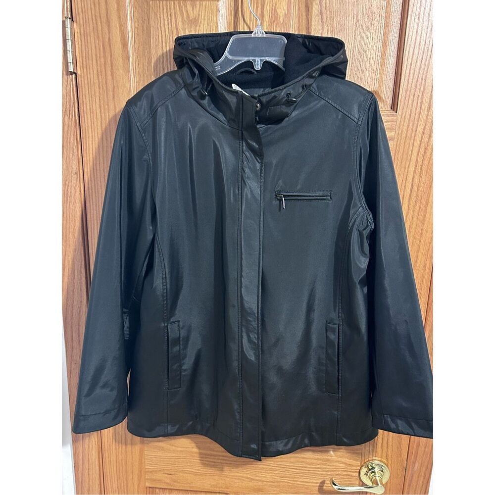 NorthCrest Women’s Black Fleece Hooded Zip Up Jacket Size M/10-12